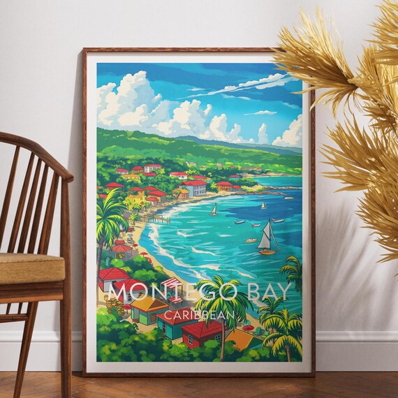 Montego Bay Travel Print Caribbean Poster Wall Art Jamaica Jamaican