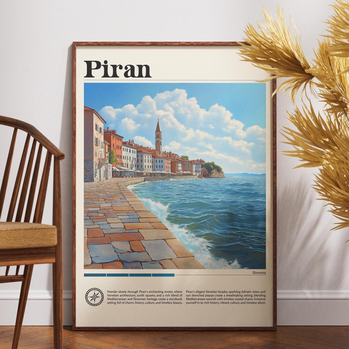 Piran Slovenia Adriatic Coast Bell Tower Promenade Travel Poster