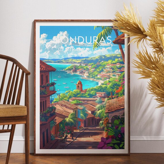 Honduras Travel Print Central America Poster Wall Art