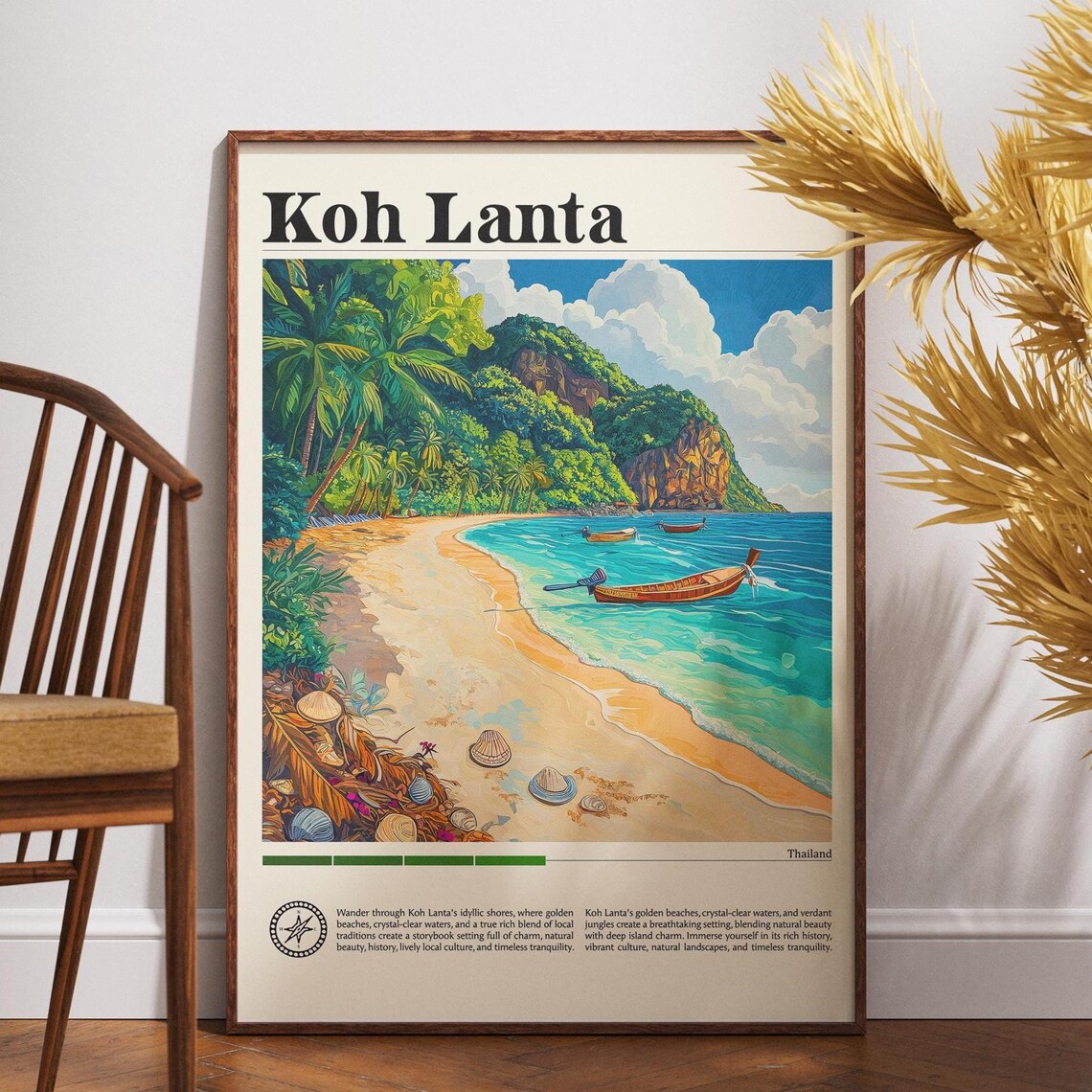 Koh Lanta Travel Poster, Thailand Beach Art