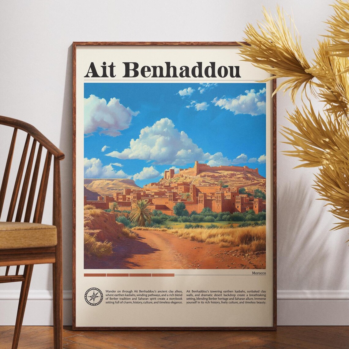 Ait Benhaddou Morocco Ancient Kasbah Desert Sunset Travel Poster