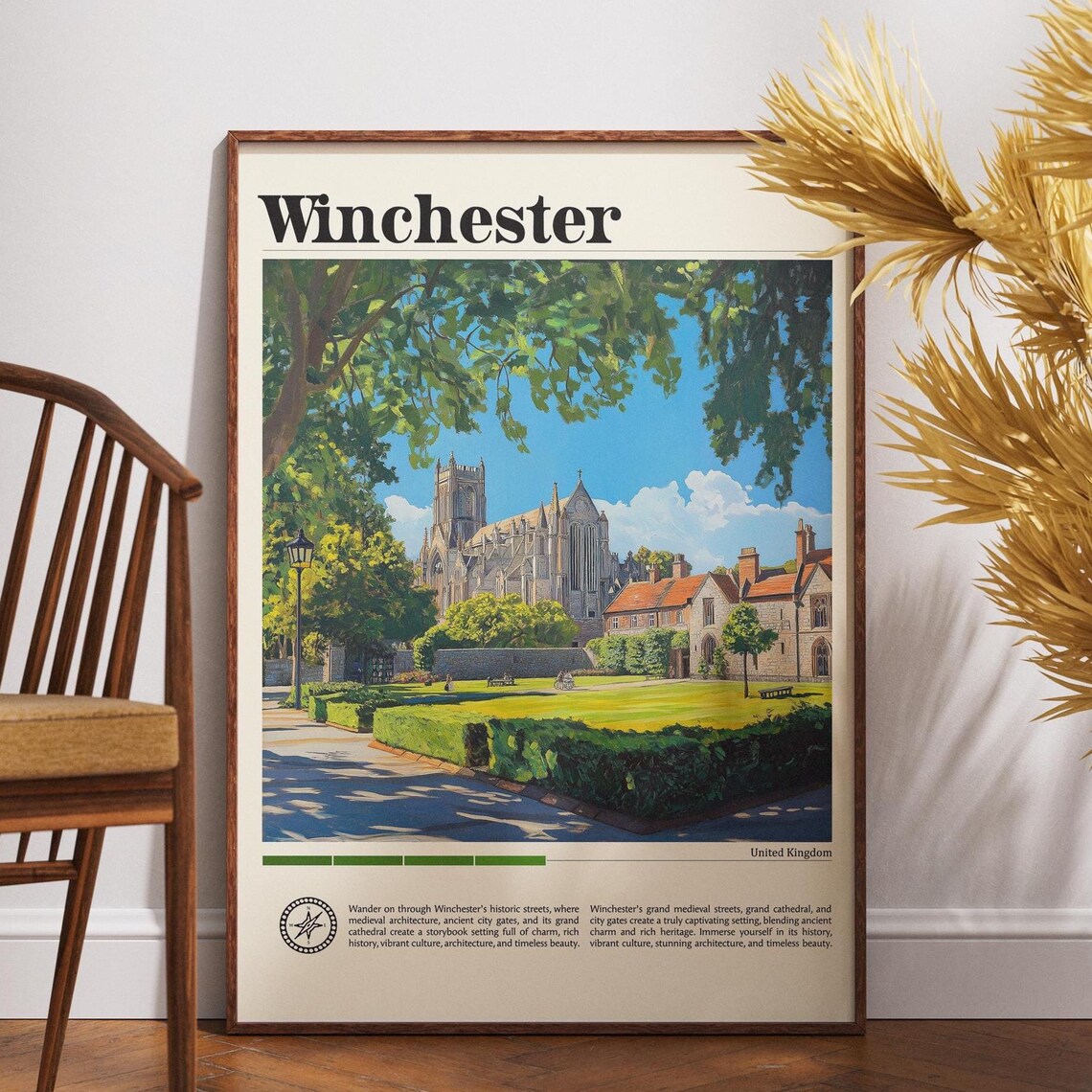 Winchester United Kingdom Cathedral Medieval City Travel Poster