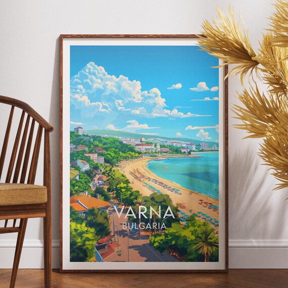 Varna Bulgaria Sunny Beach Promenade Coastal Travel Art Poster