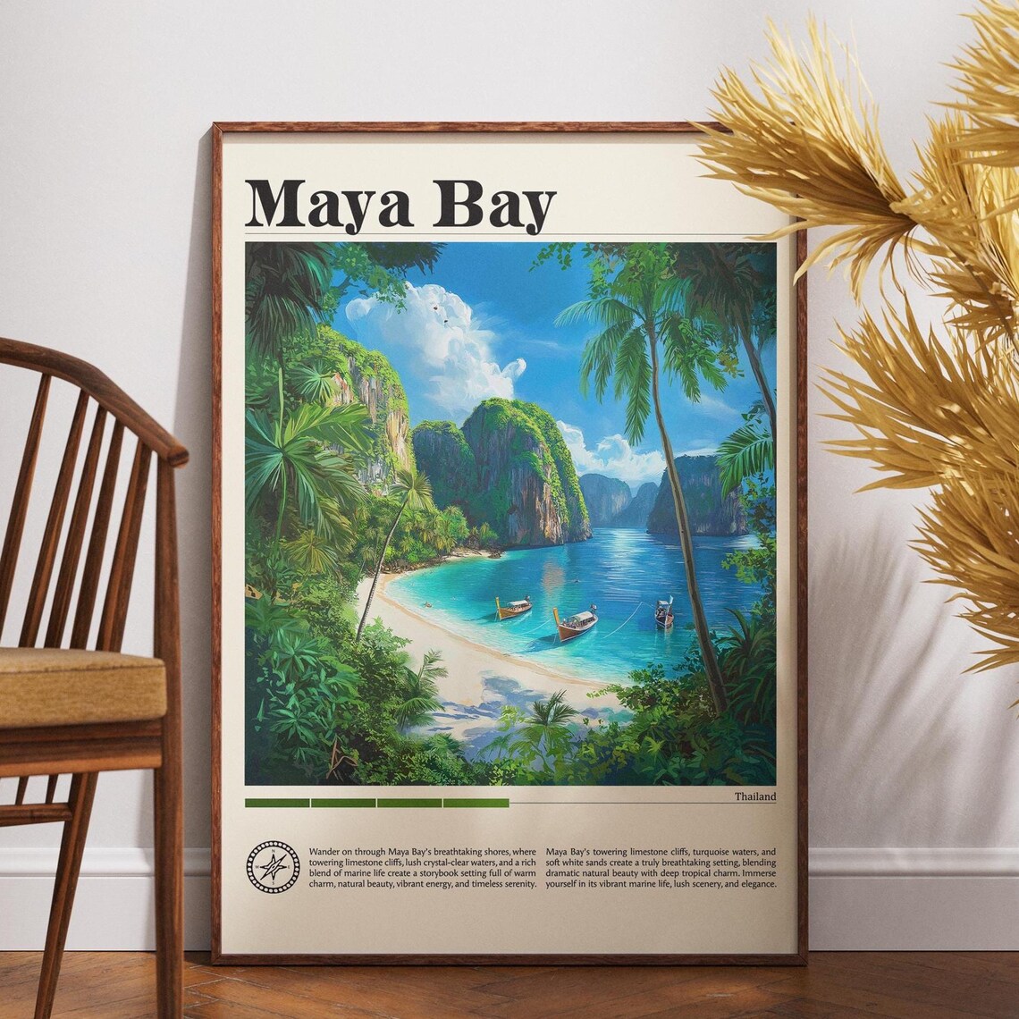 Maya Bay Travel Poster, Thailand Phi Islands