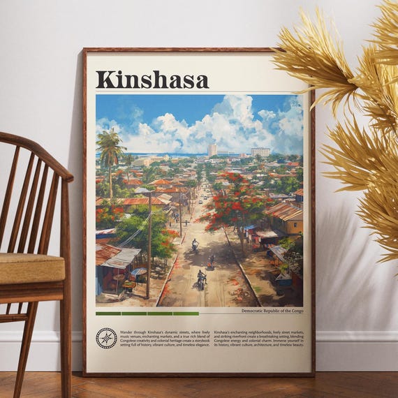 Kinshasa Travel Print Democratic Republic Of Congo Wall Art Poster Drc Africa City