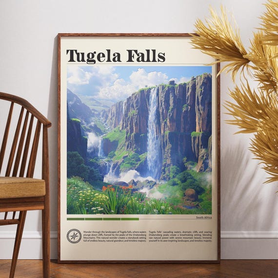 Tugela Falls Travel Print South Africa Poster Wall Art Fallsafrica