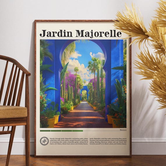 Jardin Majorelle Travel Print Morocco Poster Wall Art Marrakesh Africa