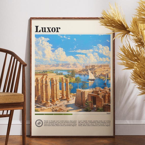 Luxor Travel Print Egypt Poster Wall Art Africa Thebes Ancient
