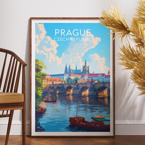 Prague Czech Republic Charles Bridge Castle Vltava Travel Poster