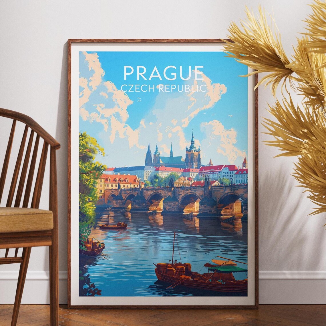 Prague Czech Republic Charles Bridge Castle Vltava Travel Poster