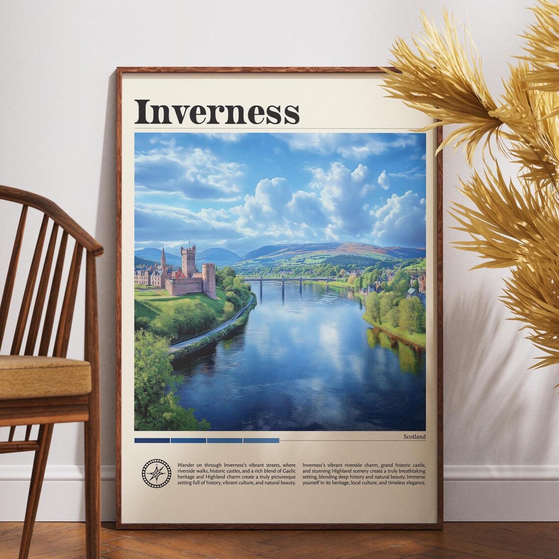 Inverness Castle Scotland Travel Poster River View Historic Landmark