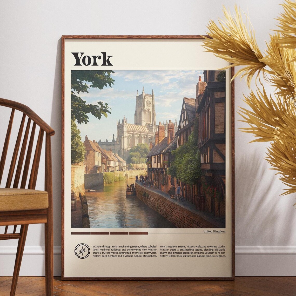 York England Gothic Minster And River Ouse Old Town Travel Poster