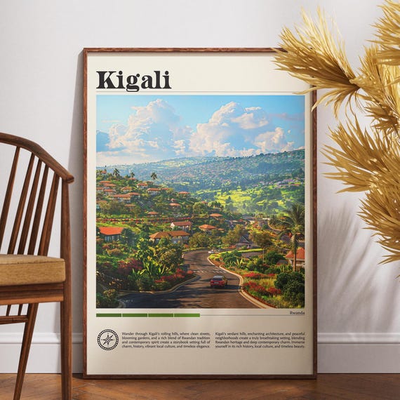 Kigali Travel Print Rwanda Wall Art Poster Africa City