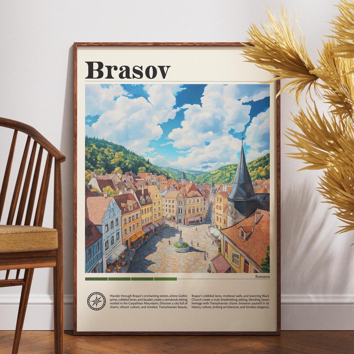 Brasov Romania Medieval Old Town Black Church Square Travel Poster