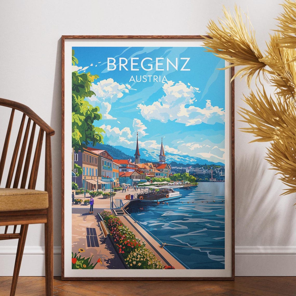 Bregenz Austria Lakeside Promenade Old Town Summer Travel Poster