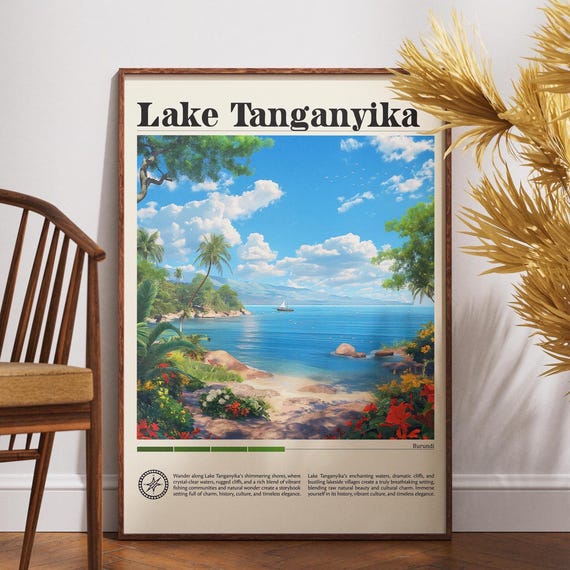 Lake Tanganyika Travel Print Burundi Wall Art Gitega Poster Africa
