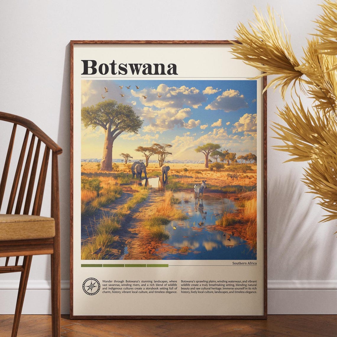 Botswana Travel Print Africa Poster Wall Art