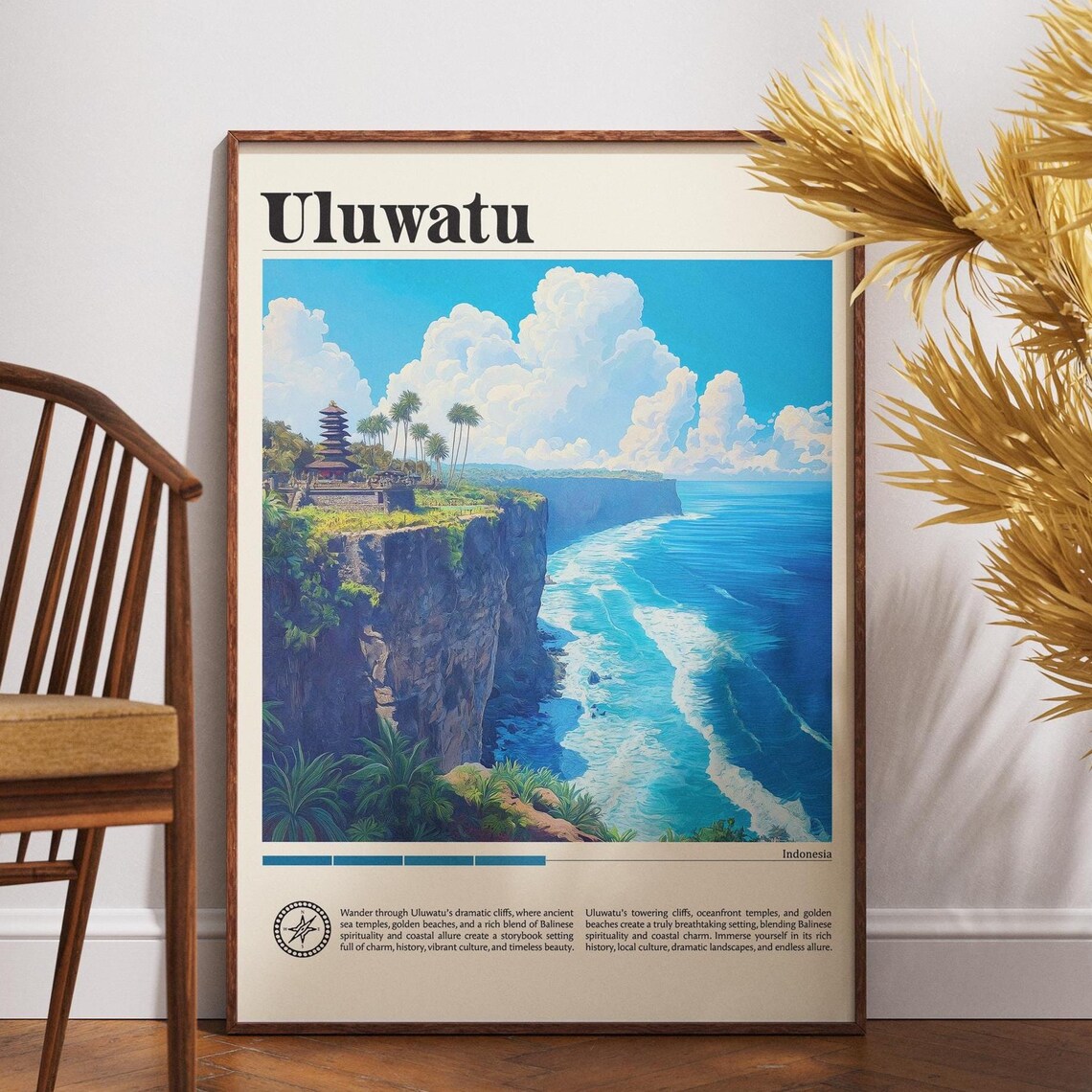 Uluwatu Bali Indonesia Dramatic Sea Cliff Temple Travel Poster