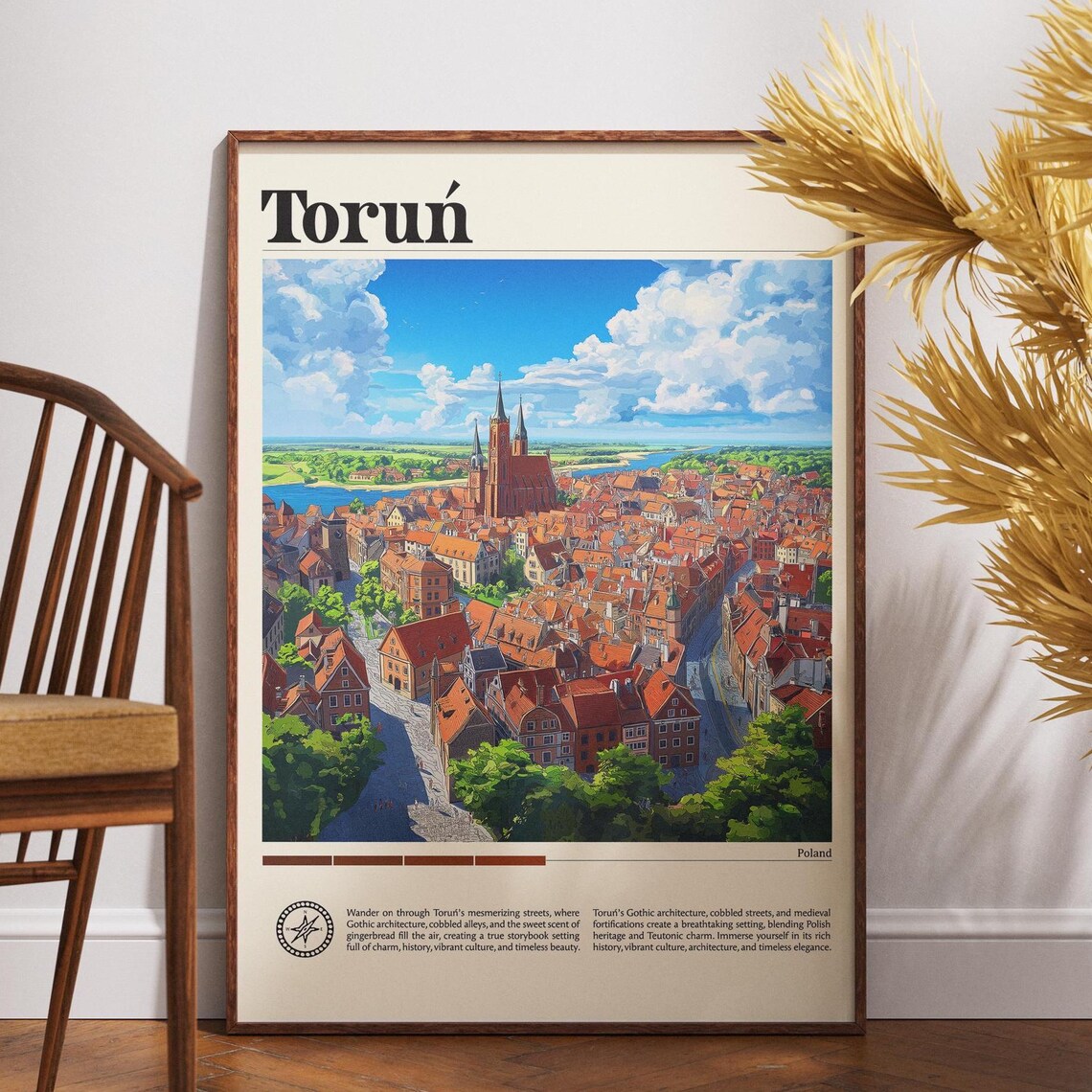 Torun Poland Old Town Gothic Church Aerial Cityscape Travel Poster