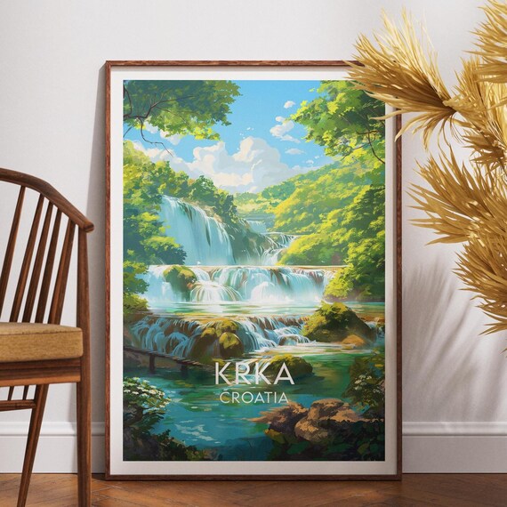 Krka Travel Poster, Croatia Wall Art