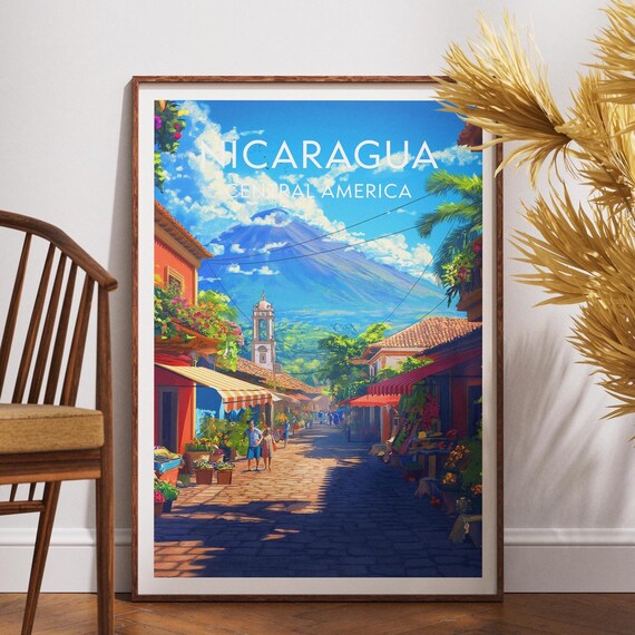Nicaragua Travel Print Central America Poster Wall Art
