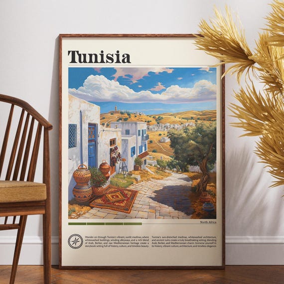 Tunisia Travel Print Africa Poster Wall Art Tunis