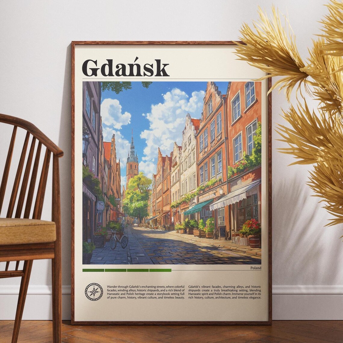 Gdansk Poland Historic Street Colorful Facades Old Town Travel Poster