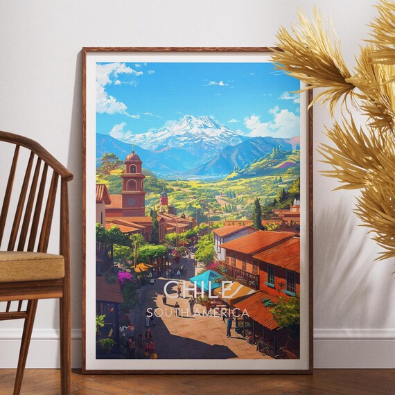 Chile Travel Print South America Poster Wall Art Santiago