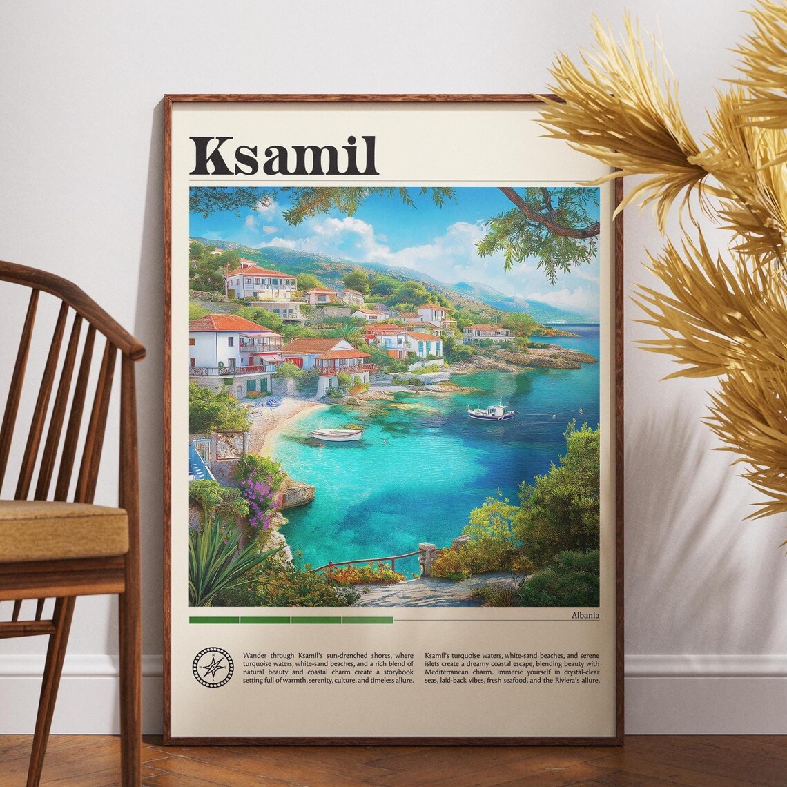 Ksamil Albania Turquoise Bay Coastline Editorial Travel Poster