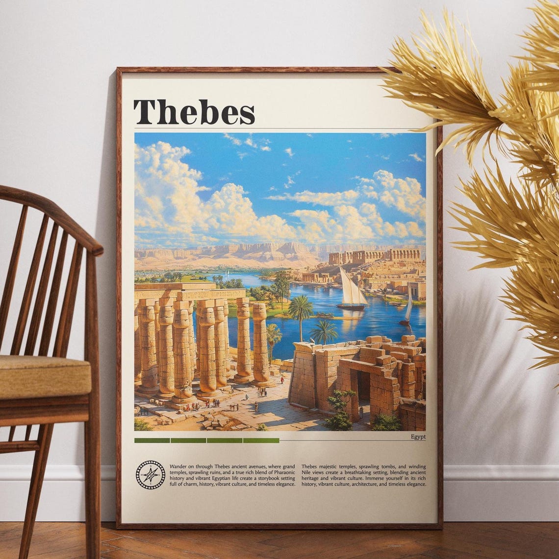 Thebes Egypt Karnak Columns Nile Ancient Ruins Travel Poster