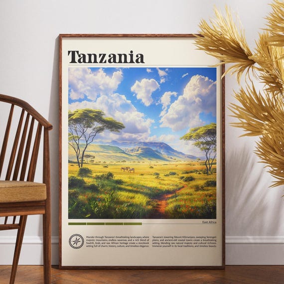 Tanzania Travel Print Africa Poster Wall Art