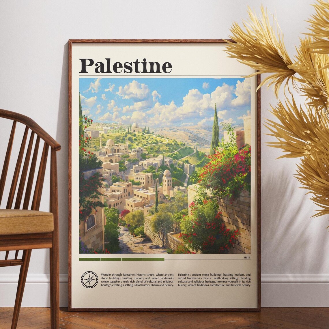 Palestine Asia Old Stone Town Historic Streets Travel Poster