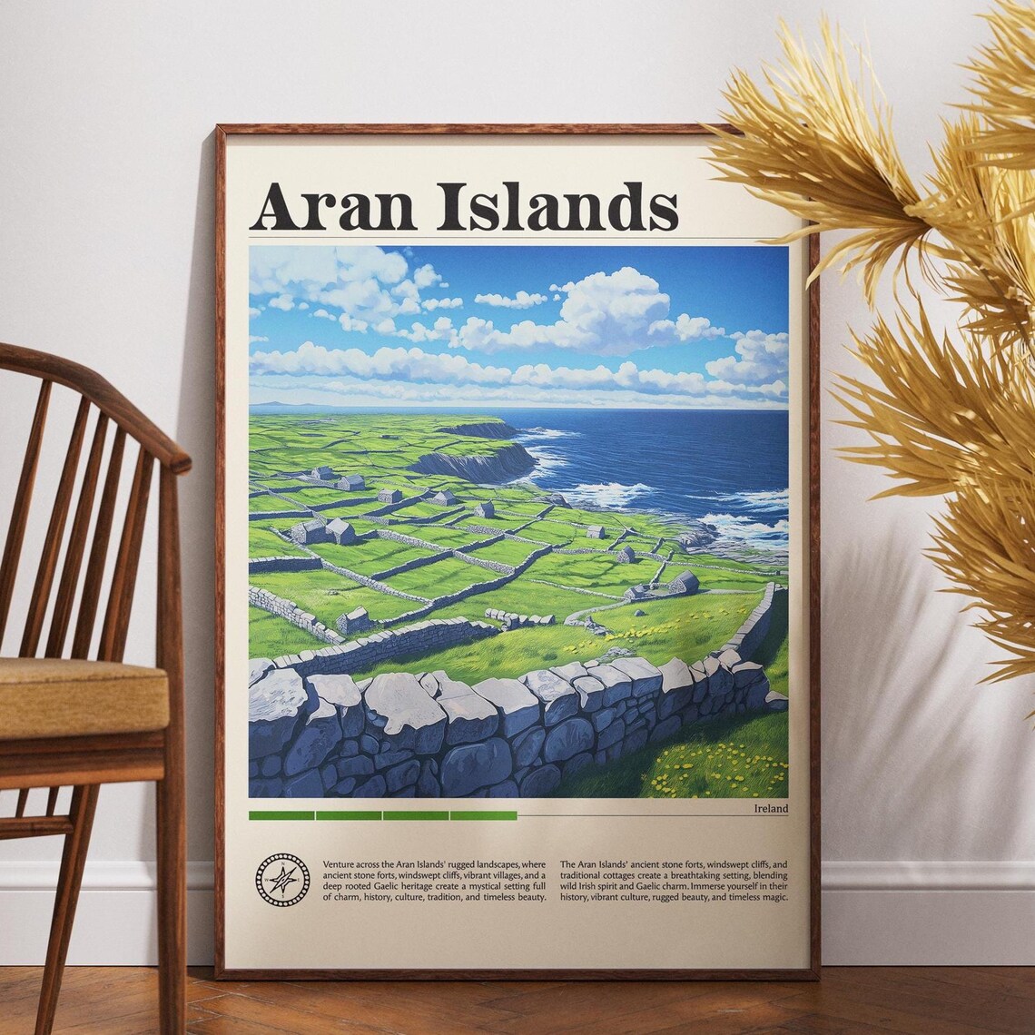 Aran Islands Ireland Rugged Coastal Stone Walls Cliffs Travel Poster