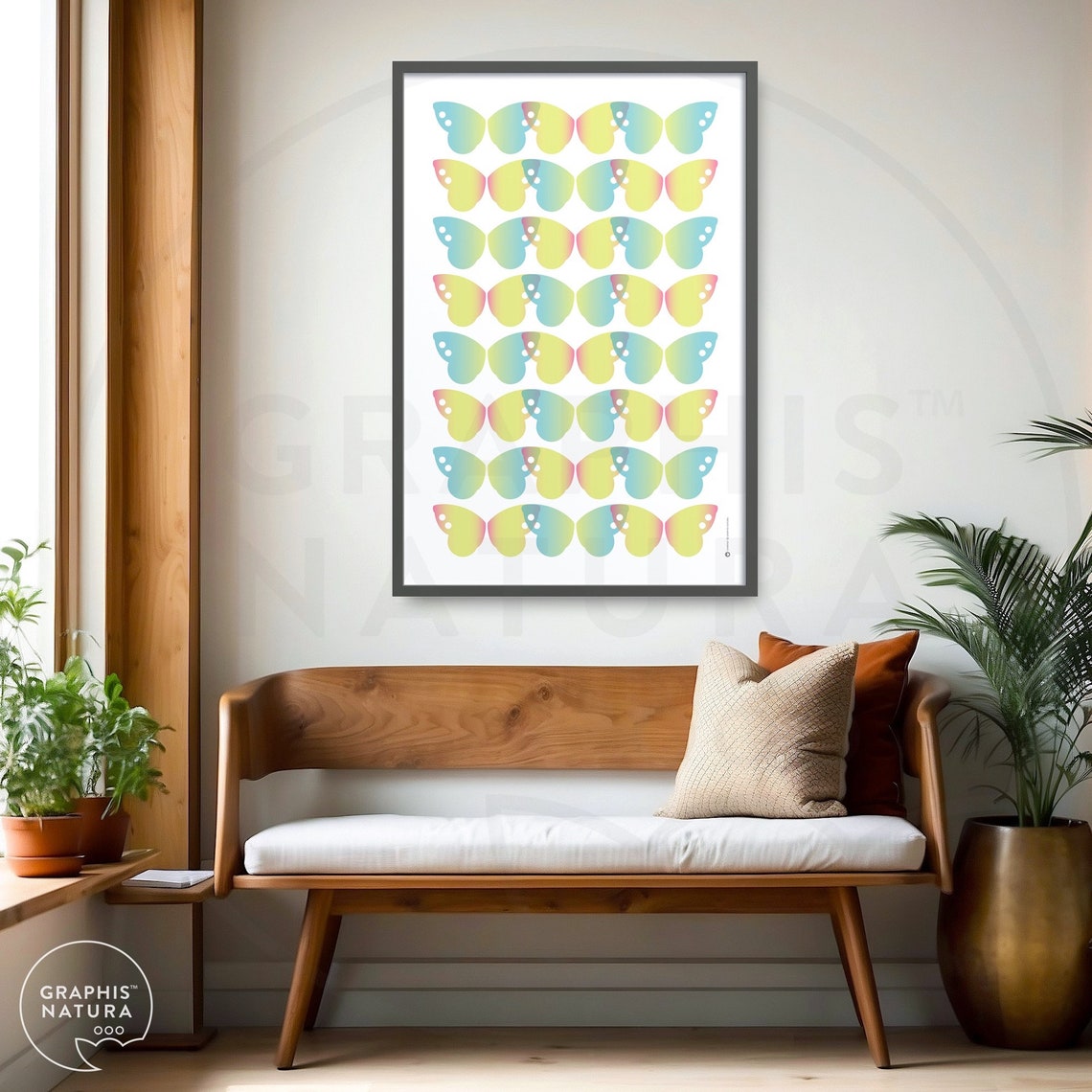 Sunny Gradient Butterfly Grid Poster Colorful Modern Insect Art - Image 5
