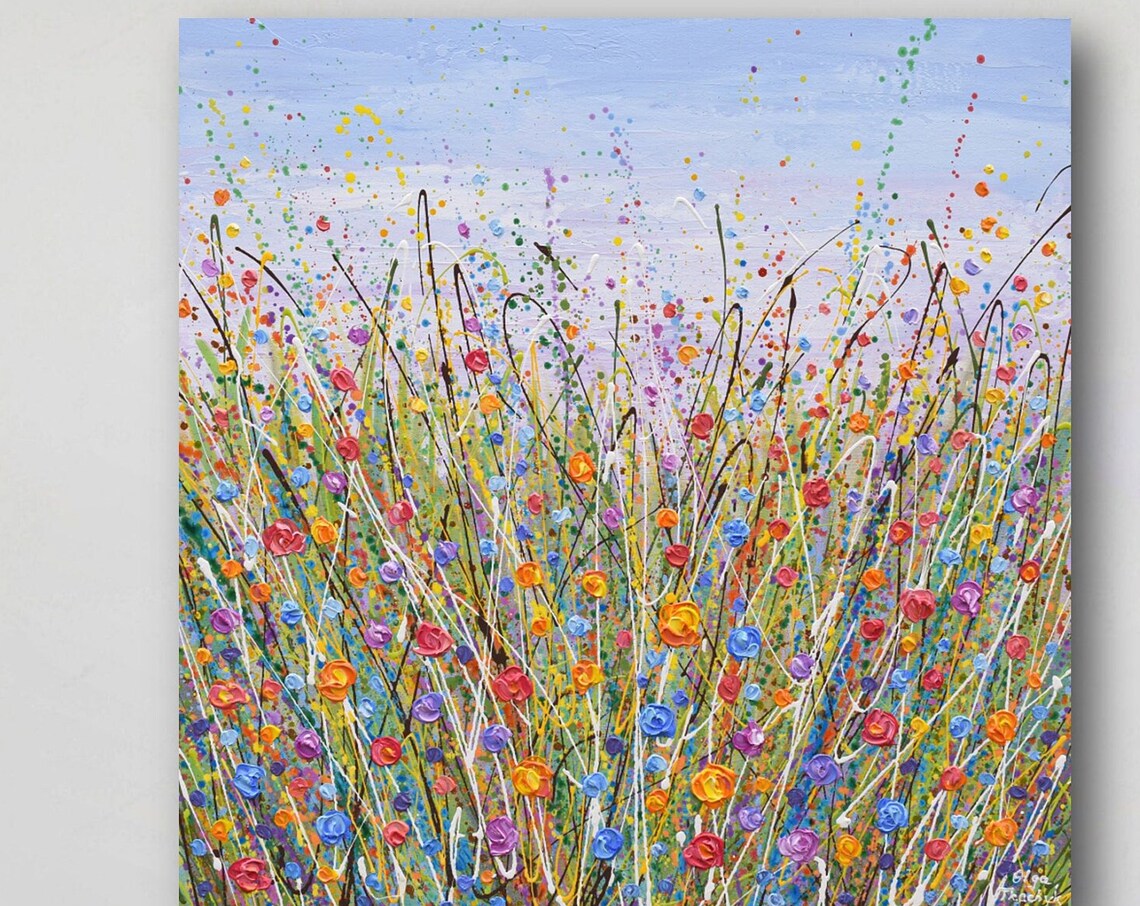 Colorful Wildflower Field Multicolor Bloom Meadow Impasto Art Print