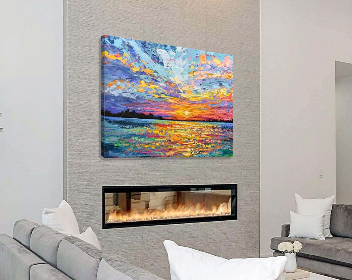 Ocean Sunset Painting Art Print - Image 3