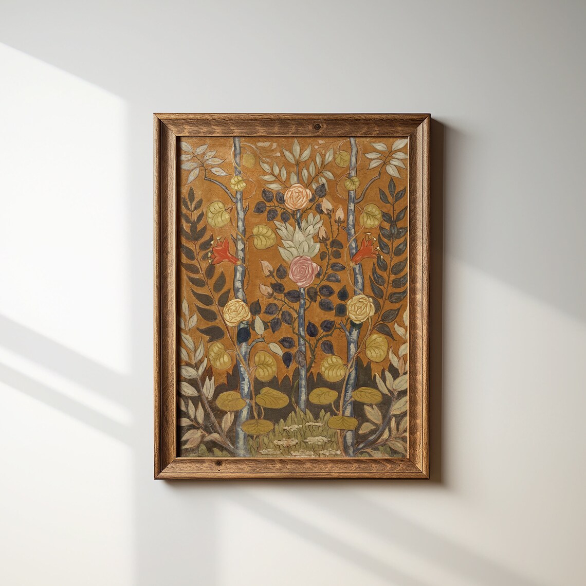 Vintage Folk Art Botanical Floral Bouquet Art Print