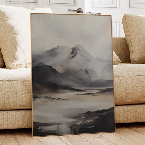 Moody Mountain Landscape Abstract Print, Cottagecore