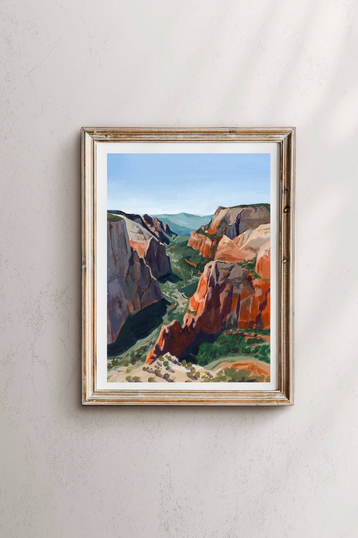 Zion National Park View From Angels Landing, Watercolor Landscape