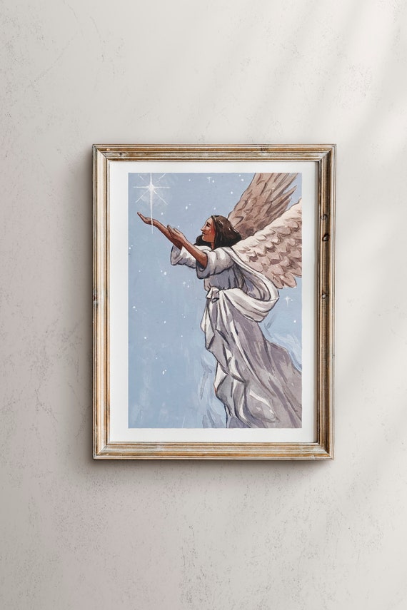Star of Wonder Angel Nativity Christmas Art Print
