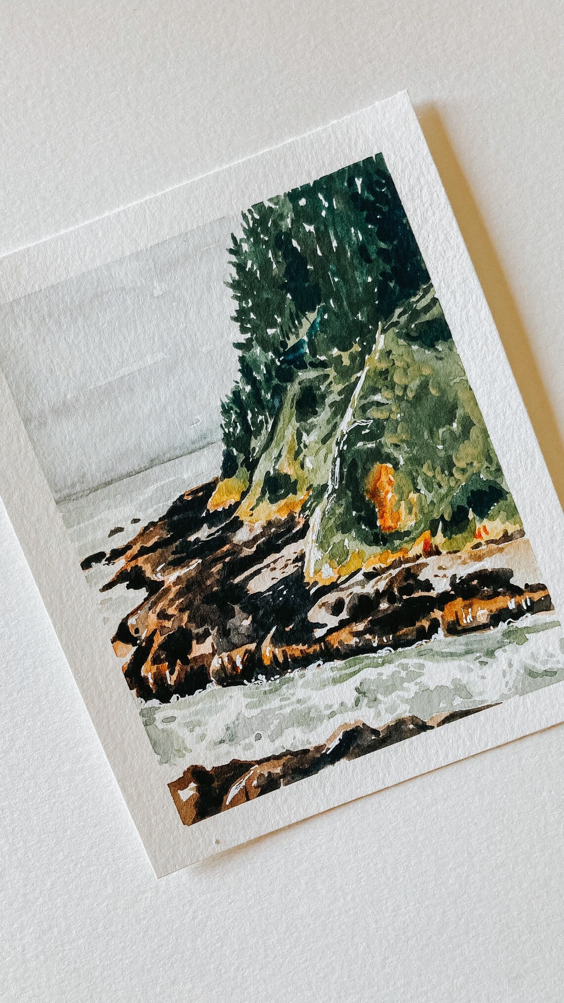 Oregon Coast Watercolor Landscape Art Print - Image 2