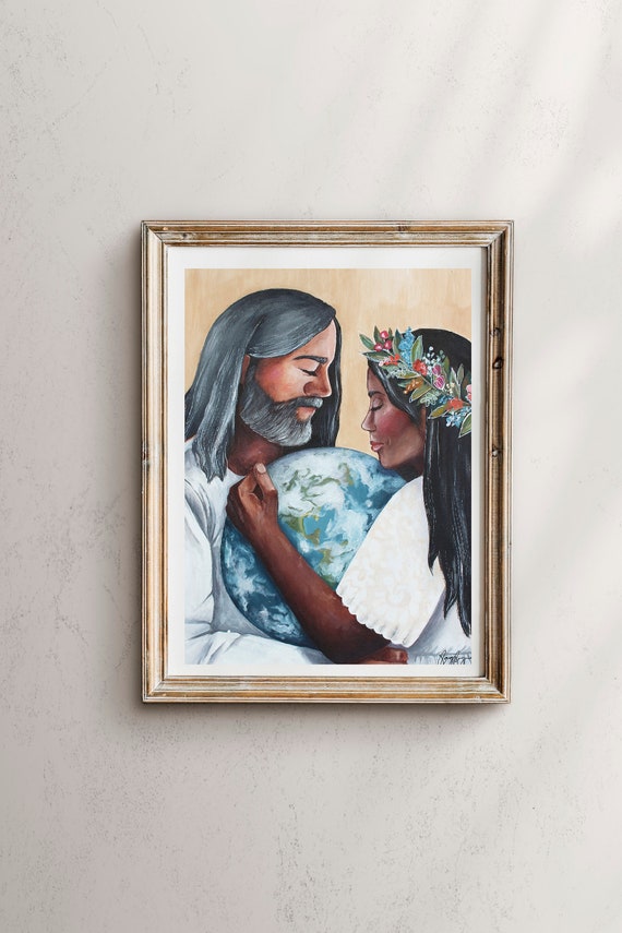 Heavenly Mother Watercolor Art Print, Christian