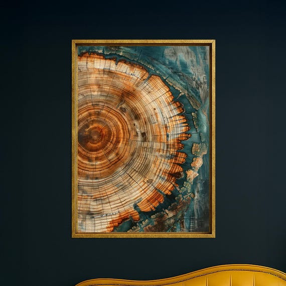 Nordic Tree Ring Canvas Art Scandinavian Wood Print For Farmhouse Decor