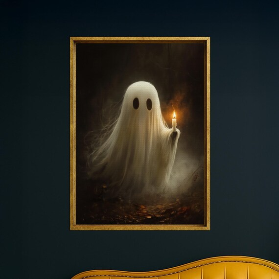 With Candle Canvas Wall Art Spooky Dark Forest Halloween Decor