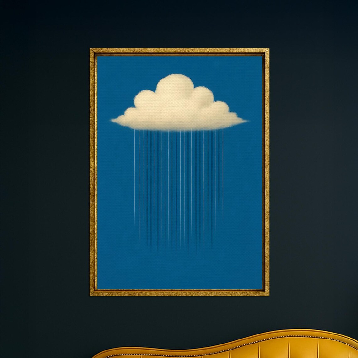Rain Cloud Canvas Art Print Minimalist Blue Sky Wall Decor