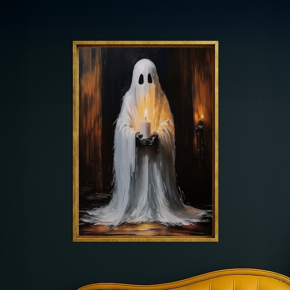 Holding Candle Canvas Wall Art Spooky Halloween Home Decor