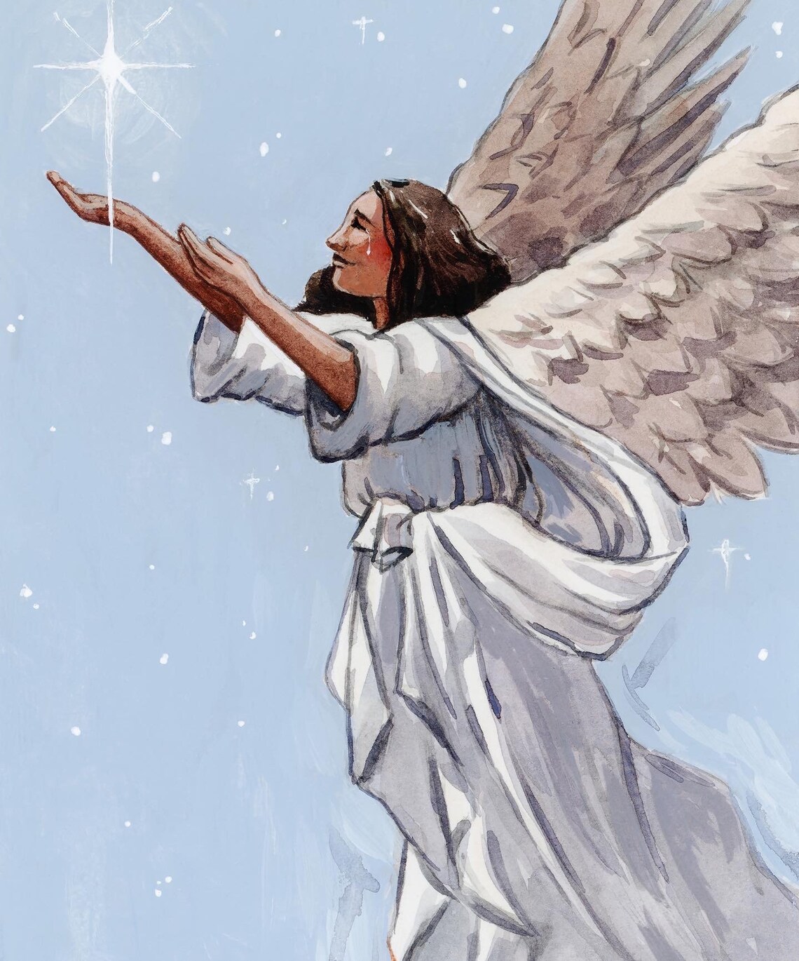 Star of Wonder Angel Nativity Christmas Art Print - Image 2