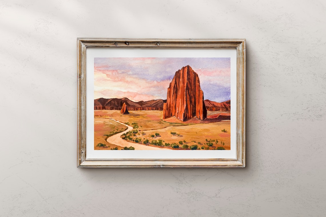 Capitol Reef National Park, Utah Watercolor Landscape