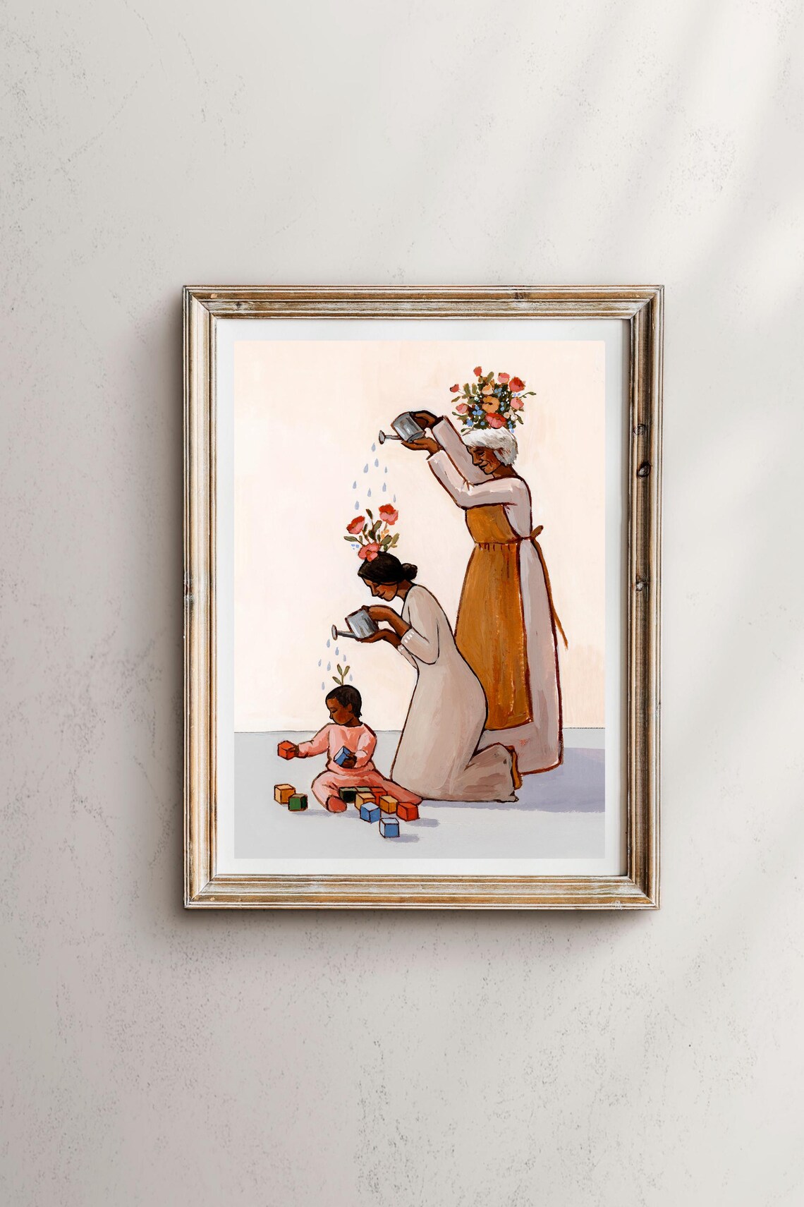 Three Generations Growth Watercolor Motherhood Family Poster