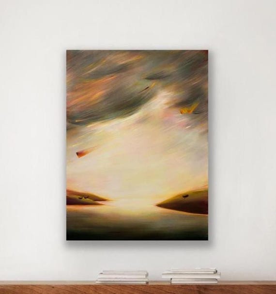 Original Oil Painting Cosmic Horizon Landscape Art On Canvas